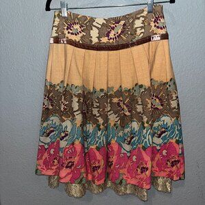 TRACY REESE New York Artsy 100% Wool & Lace Water Color Pleated Skirt - Size  2